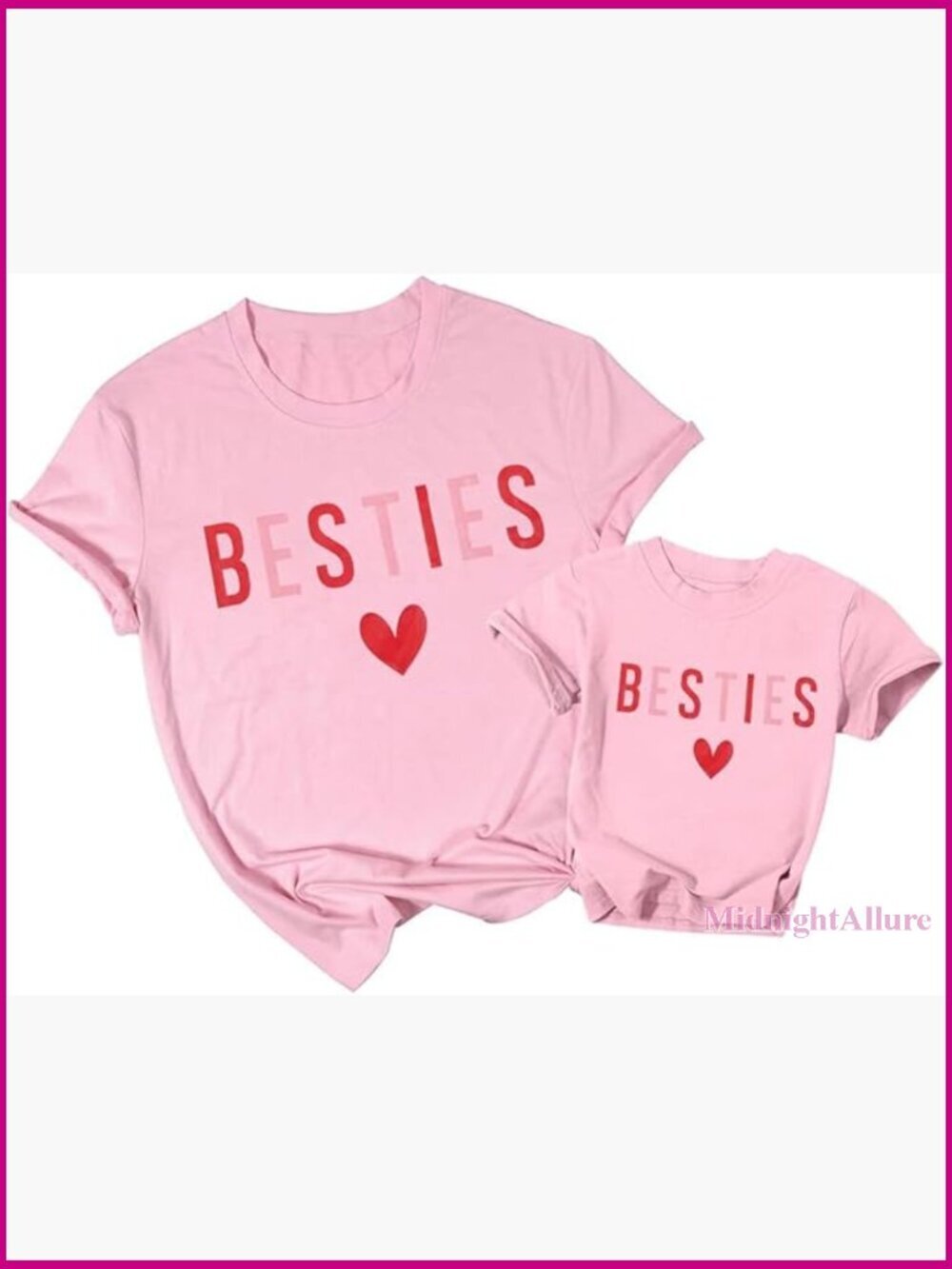 Besties Valentine's Day T-Shirt Heart Print Short Sleeve Crew Neck